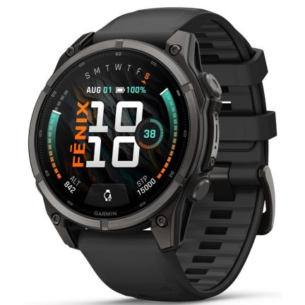 Garmin Fenix 9 47mm Carbon Gray DLC Titanium/Black Silicone Bandd (010-04763-11)