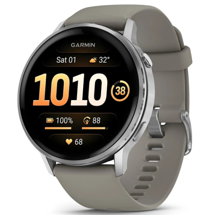Garmin Venu 4 - 45 mm Silver with Silver Grey Silicone Band  (010-03014-01)