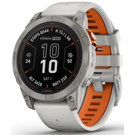 Garmin Fenix 7 Pro Sapphire Solar Titanium Fog Gray / Ember Orange Band