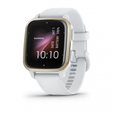 Garmin Venu Sq 2 Cream Gold Aluminum Bezel with White Case and Silicone Band