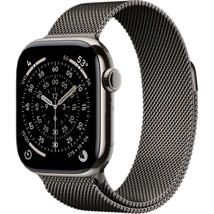 Apple Watch 11 46mm Slate Titanium Case / Slate Milanese Loop